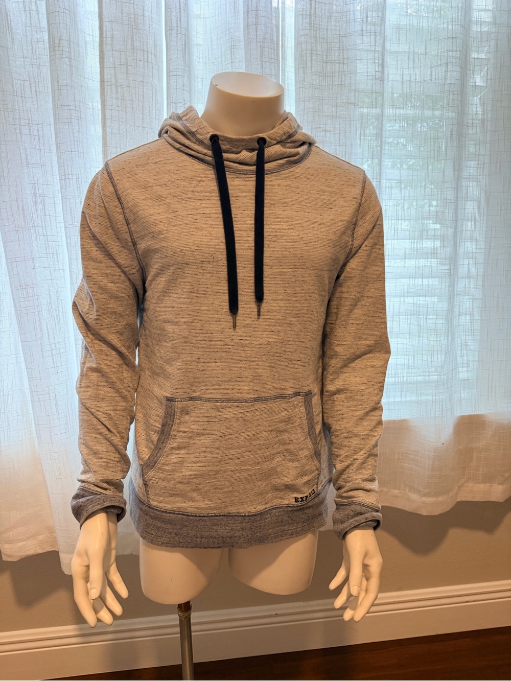 Express Men’s Large Blue Heather Pullover Hoodie Sweatshirt size large